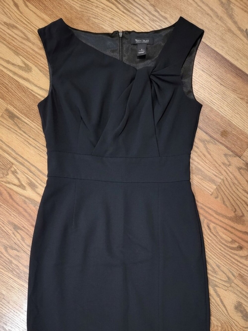 Worthington Black Sleeveless Midi Dress with Front Twist